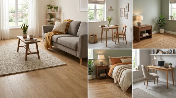 Hình ảnh sàn nhựa dán keo giả gỗ