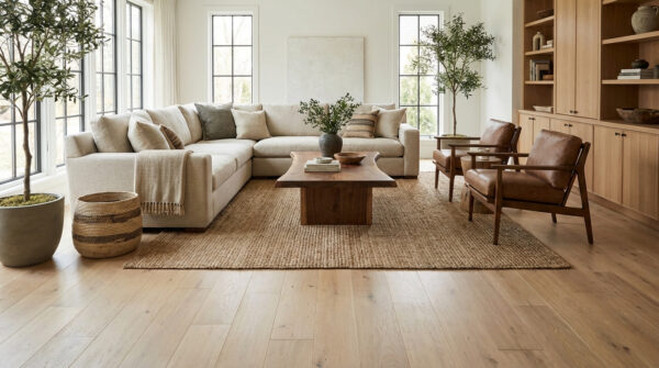 Hình ảnh sàn gỗ công nghiệp kết hợp nội thất