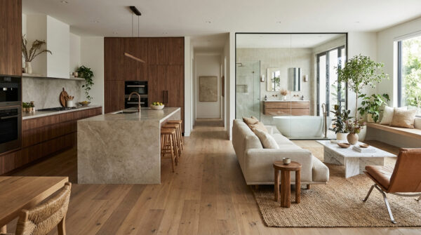 Các mẫu sàn gỗ kết hợp nội thất hiện đại