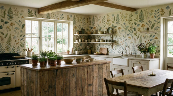 Giấy dán tường họa tiết cho phòng bếp