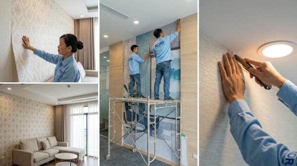 Hình ảnh giấy dán tường được thi công