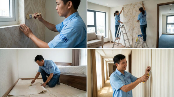 Thi công giấy dán tường