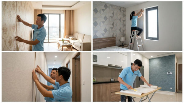Thi công giấy dán tường hiệu quả