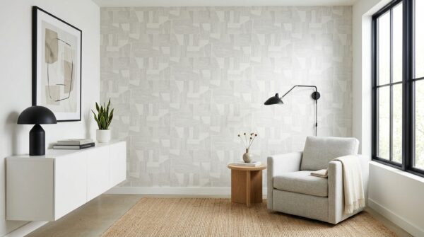 Mẫu giấy dán tường kết hợp với nội thất