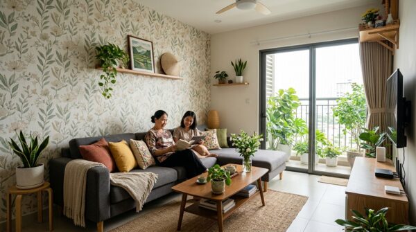 Mẫu giấy dán tường phòng khách