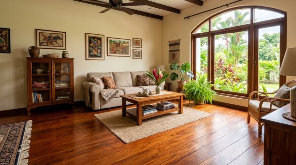 Hình ảnh sàn gỗ Malaysia kết hợp với nội thất 