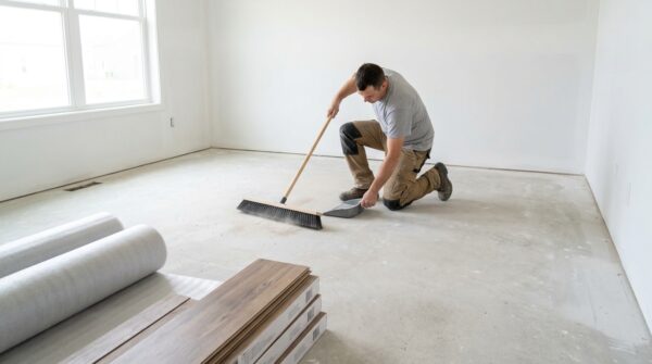 Hình ảnh sàn nhựa giả gỗ được thi công chi tiết