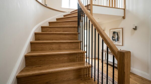 Hình ảnh cầu thang được làm bằng gỗ