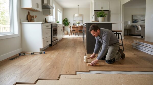 Hình ảnh thi công sàn gỗ cho không gian