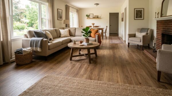 Hình ảnh không gian sàn nhựa giả gỗ