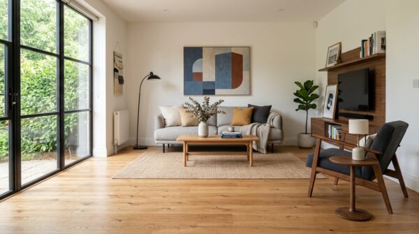 Hình ảnh không gian sàn gỗ công nghiệp