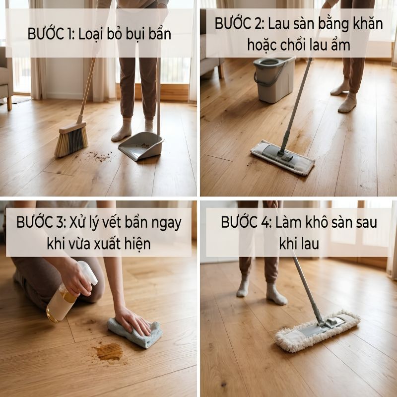 Các bước vệ sinh sàn gỗ đúng cách 