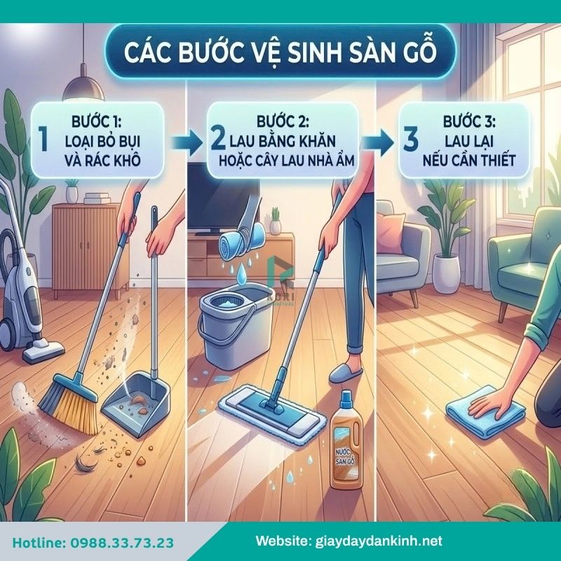 Các bước vệ sinh sàn gỗ