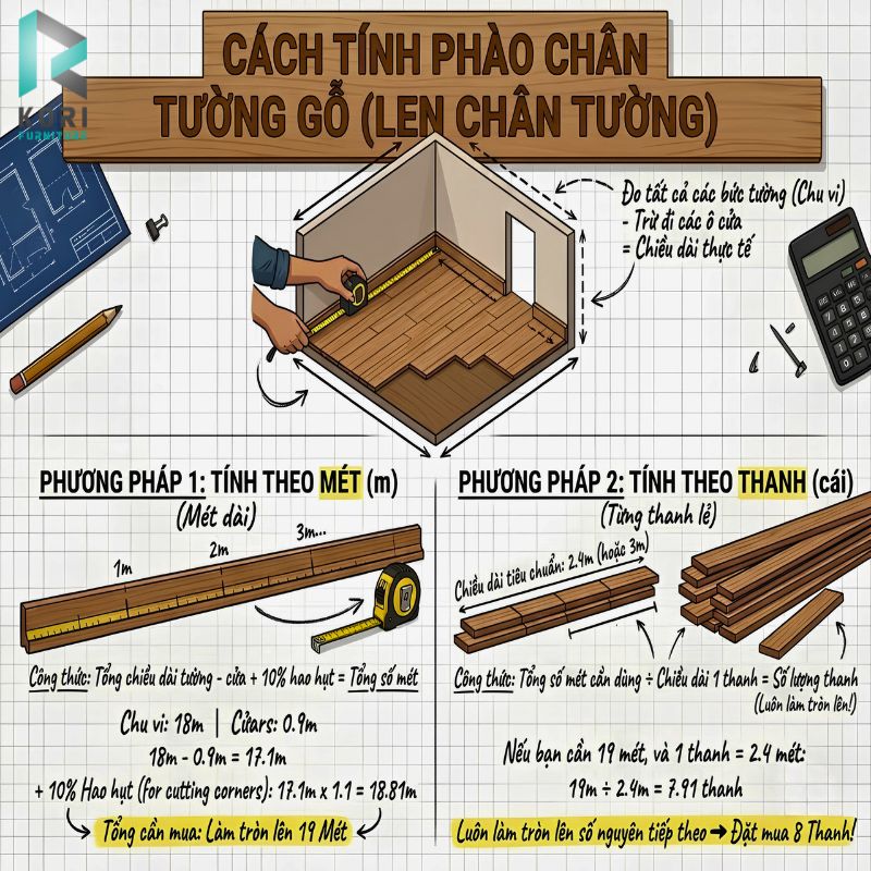 Cách tính phào chân trường 