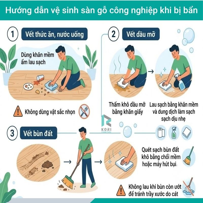 Hướng dẫn xử lý sàn gỗ bị bẩn 