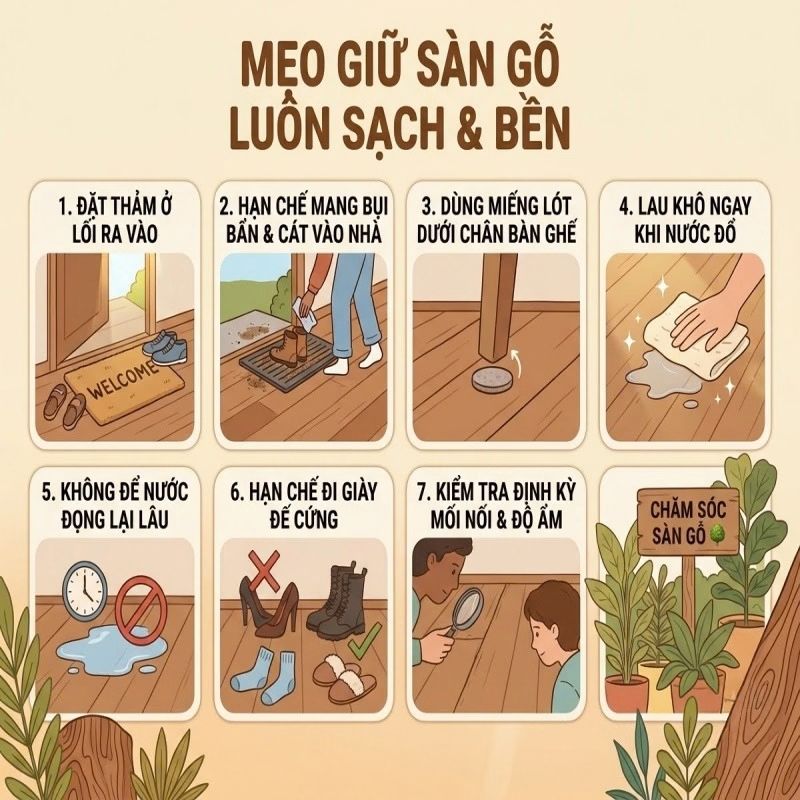 Mẹo giữ sàn gỗ sạch 